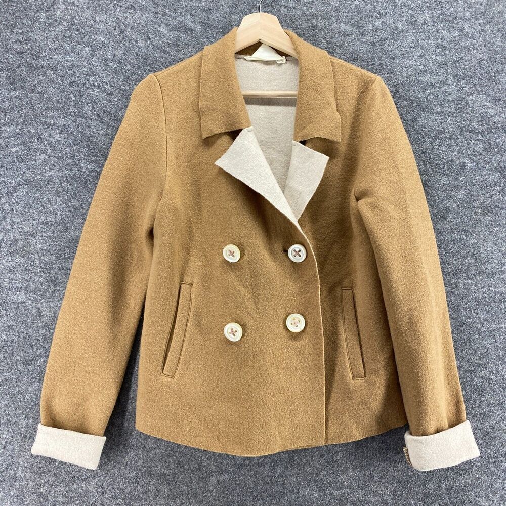 HWR Jacket Women S Small Brown Collared Wool Button Up Long Sleeve Pockets